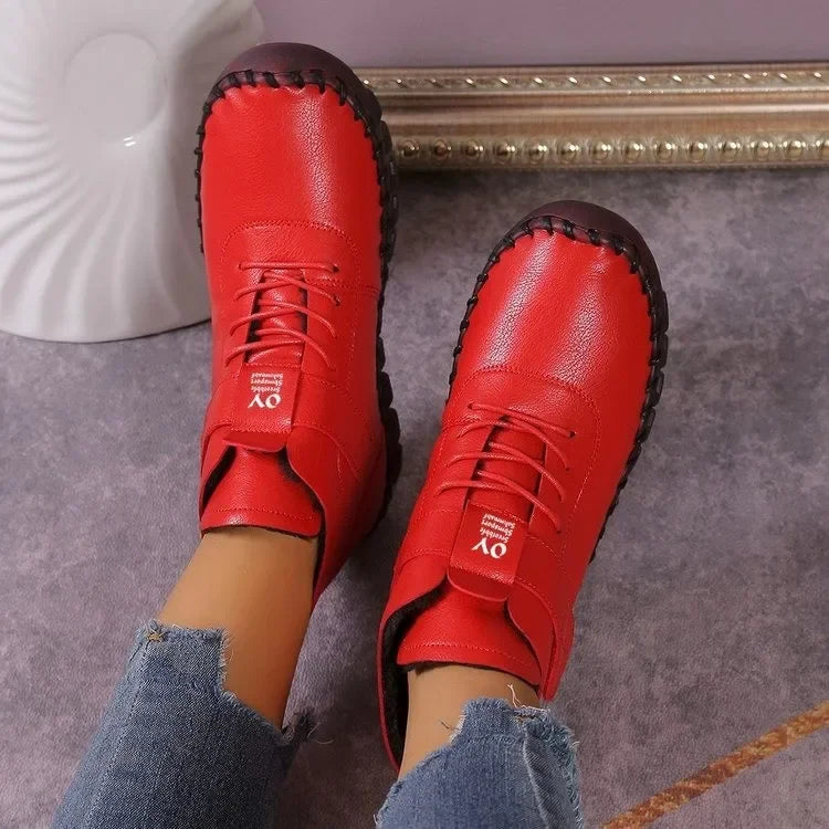 Sneakers Women Shoes Loafers Lace Up Leather Flat New Spring 2023 Casual comfortable Mom Shoe Mujer Zapatos Chaussure Femme