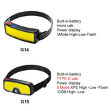 COB LED Super Bright Headlamp Rechargeable 180° Head Lamp Flashlight Outdoor Waterproof Running Fishing Camping Hiking Headlight