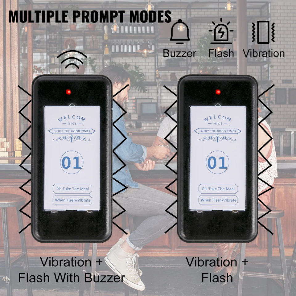SucceBuy Wireless Restaurant Buzzer Pager 16 Coasters Paging Guest Calling System for Coffee Dessert Burger Shop Food Truck