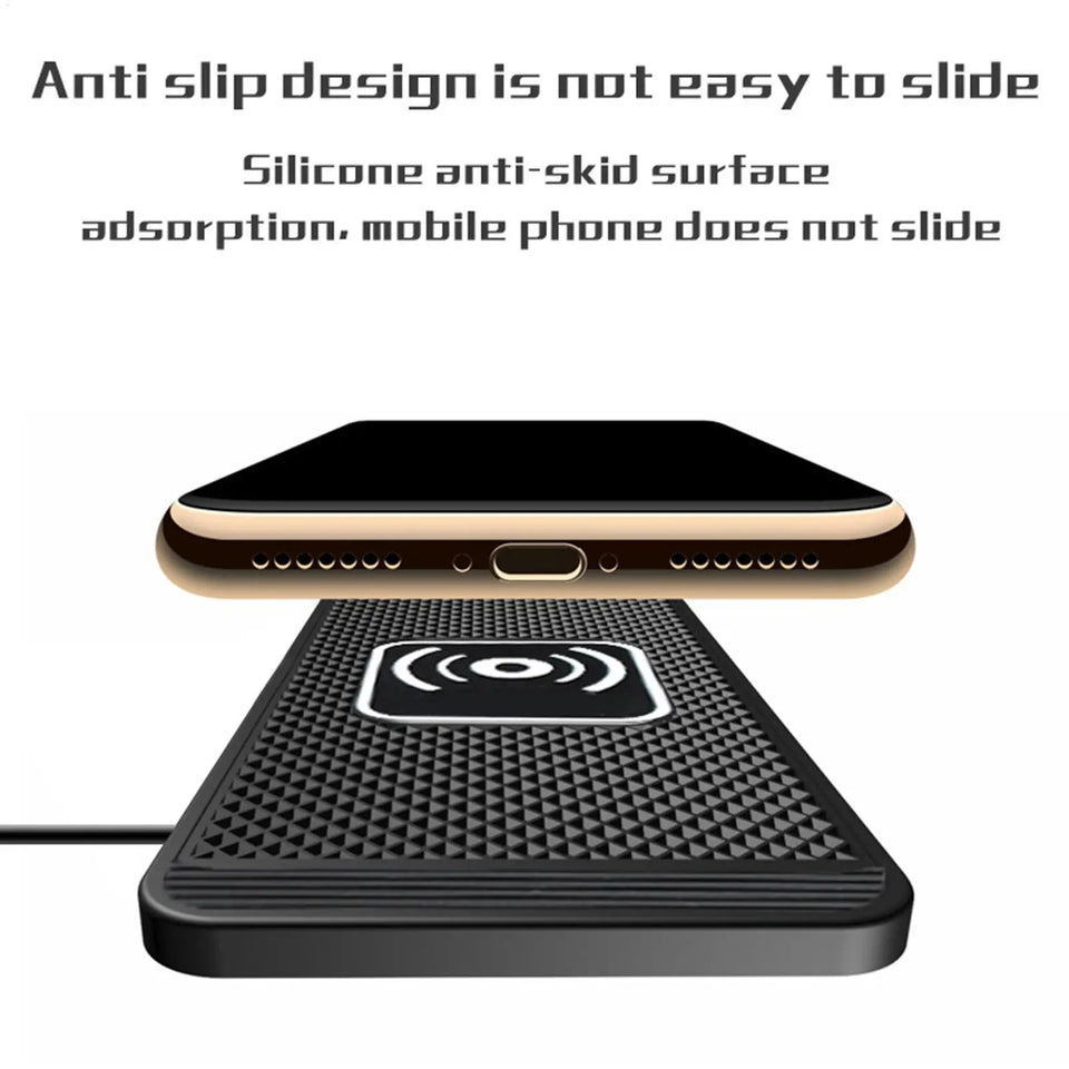Wireless Phone Charger Wireless Car Charger Pad For Car 39 Inch Cable Automatic Sensing Non-Slip Charging Mat For Phone Vehicle