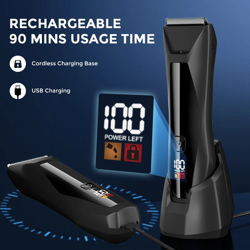 SEJOY Body Pubic Hair Trimmer for Men With Standing Recharge Dock,Balls Women Lady Shaver Hair Removal Bikini Trimmer