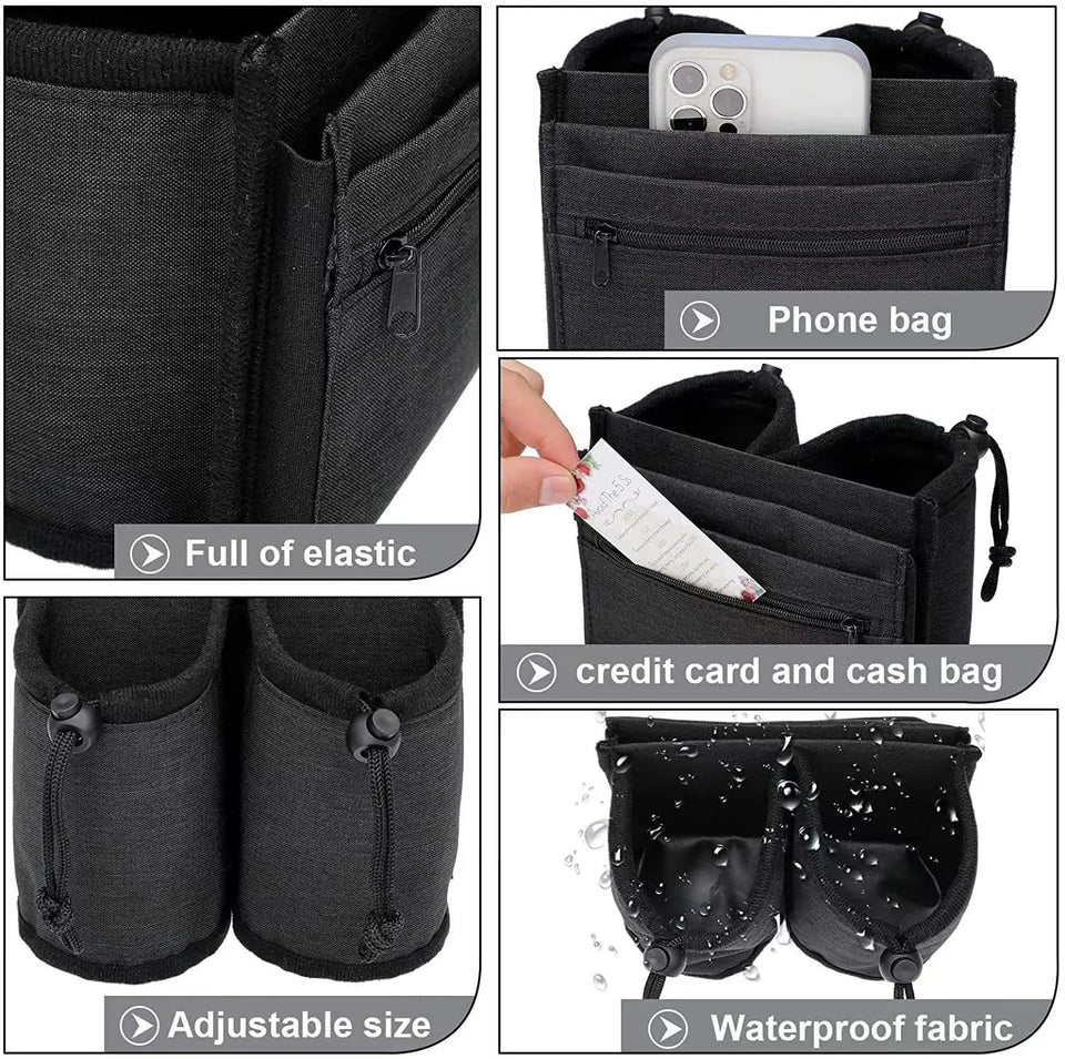 Luggage Cup Holder Travel Essentials Cup Holder Hands-Free Drink Holder with 2 Coffee Mugs Suitcase Drink Bag Travel Luggage Acc