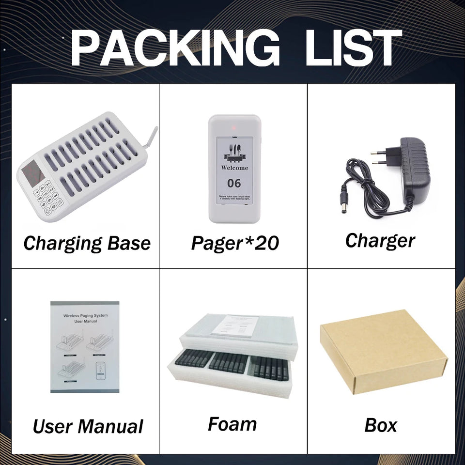 Wireless Restaurant Pager System Touch Panel Wireless Calling System Food Pager Guest Paging System for Coffee Shop Bar