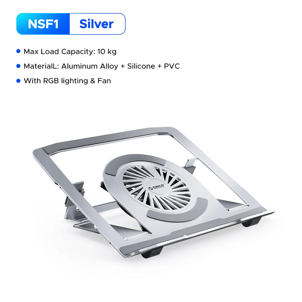 ORICO Laptop Stand for Desk Adjustable Laptop Riser 360° Rotating Ergonomic Notebook Holder Game RGB for All Laptops up 17 Inch