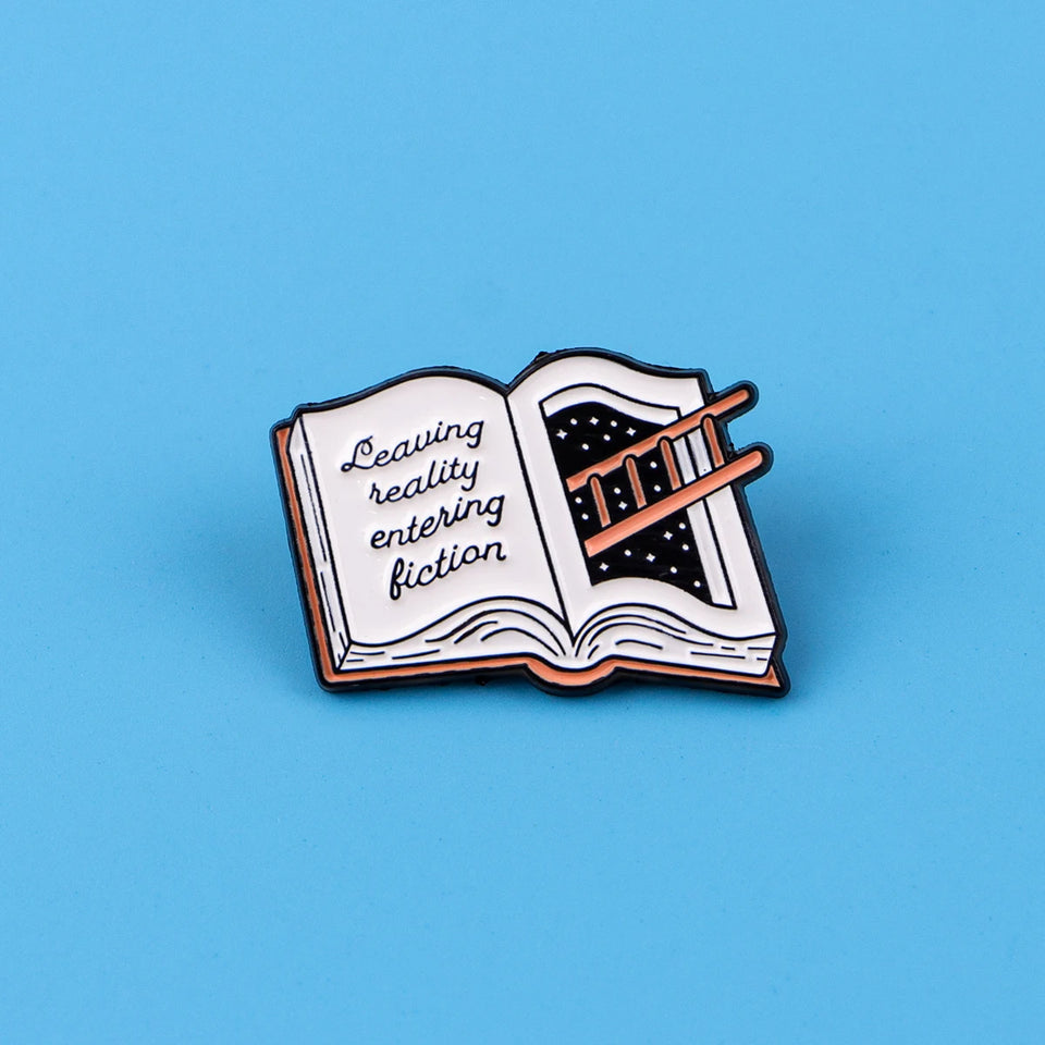 Book Enamel Pin Coffee Brooches for Lapel Pins Quote Phrase Words Badge on Backpack Clothing Accessories Fashion Jewelry Gifts
