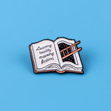 Book Enamel Pin Coffee Brooches for Lapel Pins Quote Phrase Words Badge on Backpack Clothing Accessories Fashion Jewelry Gifts