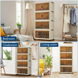 3/4/5-Tier Foldable Storage Cabinet with Lids & Wheels, Stackable Plastic Organizer for Closet, Bedroom, Office & Kitchen