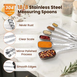 6pcs/set Food-grade Stainless Steel Measuring Spoon Anti-Scratch Sugar Coffee Powder Spice Scoop for Home Baking Daily Cooking
