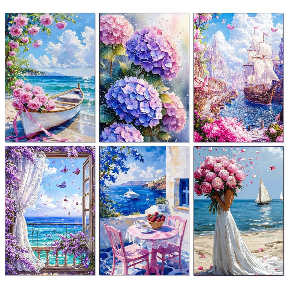 Sea Sailboat 5D Diamond Painting Kit Seaside Scenery New Arrivals Mosaic Cross Stitch DIY Home Decor Gift for Adult Beginners