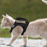 Tactical Cat Harness Leash Set Escape Proof Breathable Military Vest and Velcro for Small Dog Kittens Puppies Walking & Training