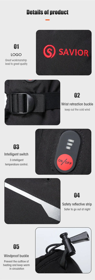 Waterproof Snowboard Cycling Motorcycle Bicycle Skiing Winter Gloves Crab Finger Style Heating Hand Warm Electric Thermal Gloves