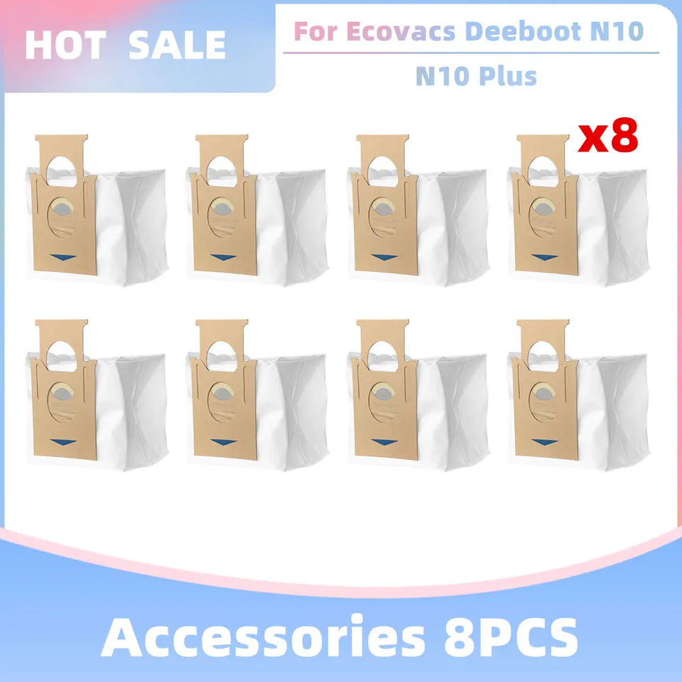Compatible for Ecovacs Deeboot N10 / N10 Plus Replacement Accessories Parts Main Side Brush Hepa Filter Dust Bag Mop Cloth