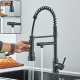 Kitchen Sink Faucet Pull Down Hot and Cold Water Mixer2 Mode Tap with Dual Spout 360 Rotation Flexible Deck Mounted