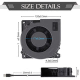 Gdstime 12032 Fan 24V 12V 5V 120MM Blower Fan 4PIN USB Radial Cooling Fan 120x32mm Turbo Blower Cooler Ball Small Fan PWM PC Fan