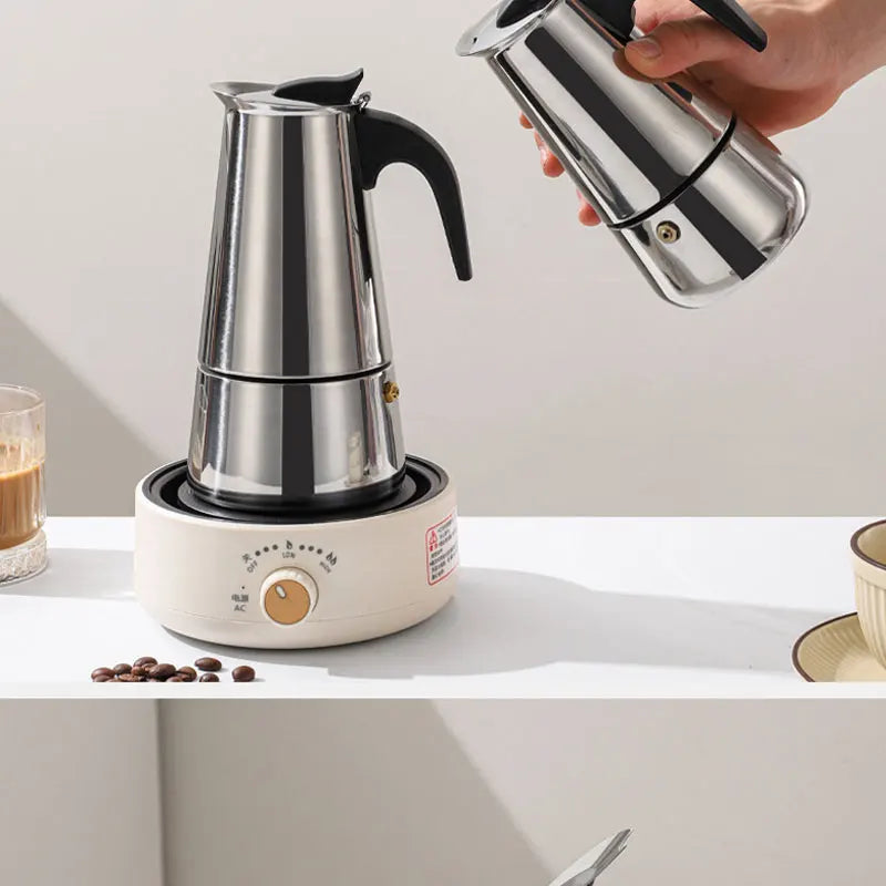 2/4/6/9/12 Cups Coffee Pot Mocha Espresso Latte Stovetop Filter Stainless Steel for Kitchen Moka Coffee Maker Coffee Maker Pot