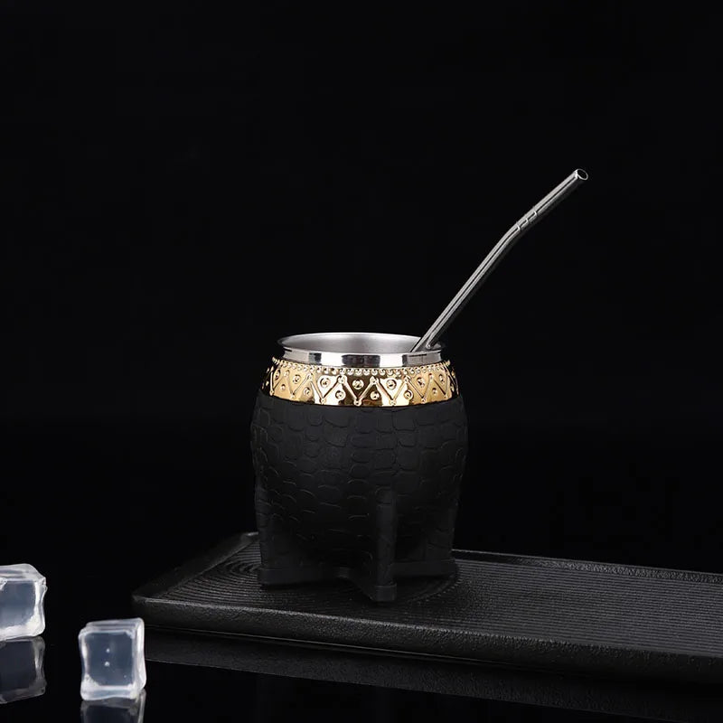 Creative Double Wall 260ml Stainless Steel Yerba Mate Tea Cup Tumbler Beer Pint Coffee Mug Gifts For Friend No Straw