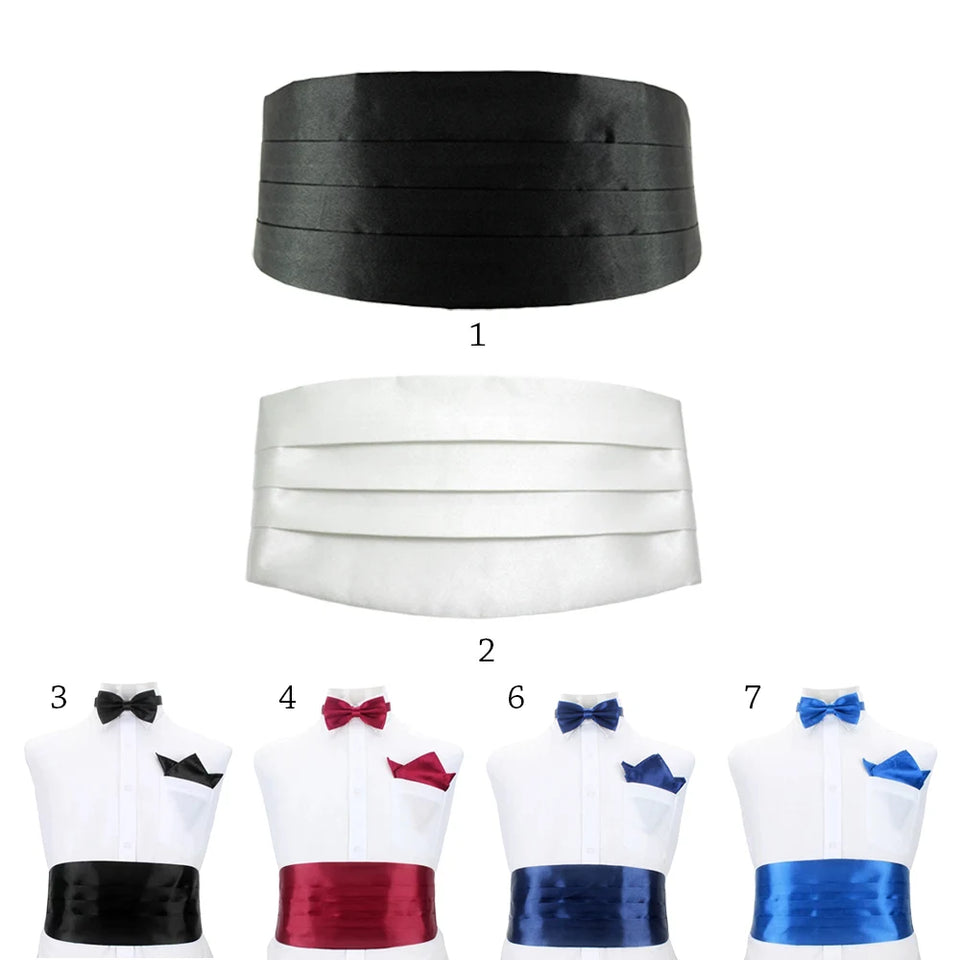 Gentleman Solid Wide Silk Satin Elastic Belly Band Tuxedo Cummerbund Commercial Banquet Model Business  Without Bowtie