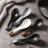 Vintage Japanese Ceramic Tableware Set: Soup Spoons, Ladles & Rice Bowls for Home and Commercial Kitchen