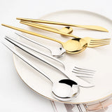 24pcs Stainless Steel Cutlery Set Knife Coffee Spoon Fork Dinnerware Set Mirror Durable Flatware Western Party Kitchen Tableware
