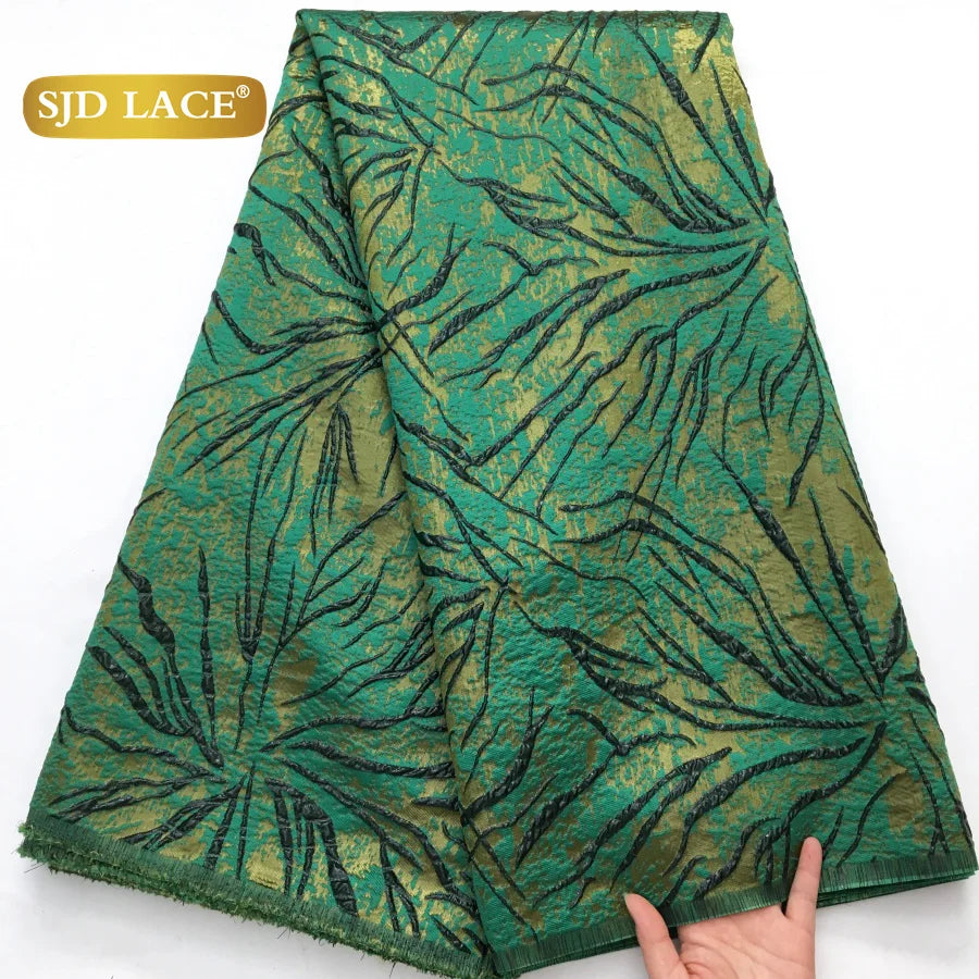 SJD LACE African French Tulle Brocade Lace Fabrics Damask Lace 2026 Latest Nigerian Gilding Jacquard for Women Party Dress 4318