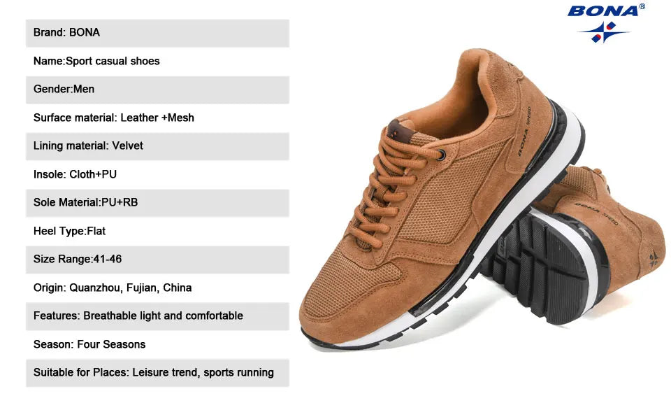 BONA 2022 New Designers Suede Casual Shoes Men Sneakers Outdoor Walking Shoes Man Comfortable Shoes Walking Footwear Mansculino