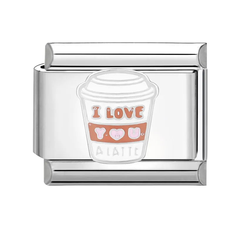 Cute Cats Flowers Planet Coffee Milk Cake Mountain Italian Charm Links Fit 9mm Stainless Steel Bracelet DIY Jewelry Making Gifts