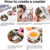 8 pieces/set of diamond painted coaster set with coffee pattern coaster (with holder) - DIY diamond art craft kit for home decor