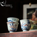 Kung Fu Tea Cup, Hand-painted,  Vintage Blue and White Tea Cup, Handmade Ceramic，High End Personal Tea Cup, Single Cup