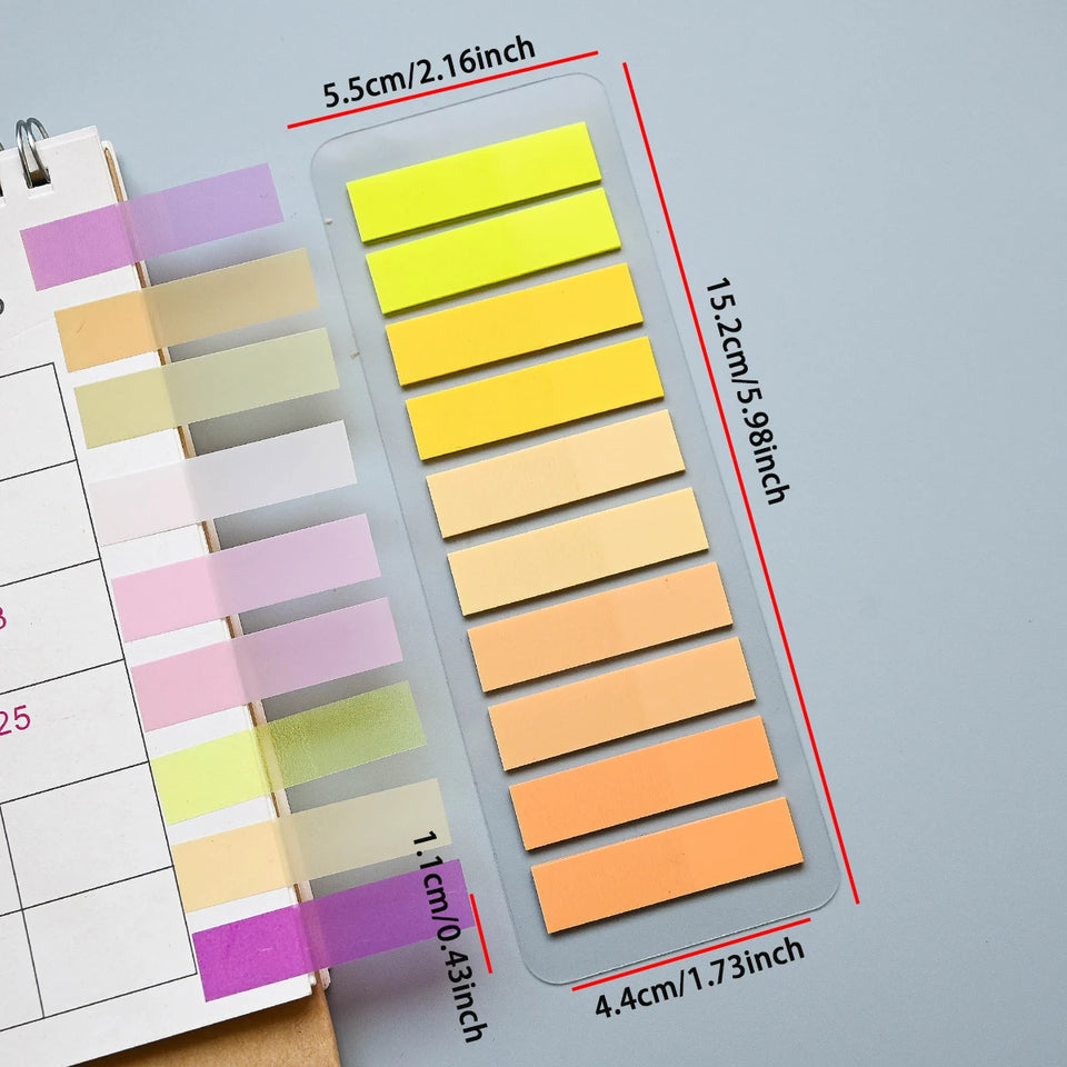 Colorful Transparent Memo Pads Self-Adhesive Sticky Notes Index 200-4000 Sheets for Office School Stationery