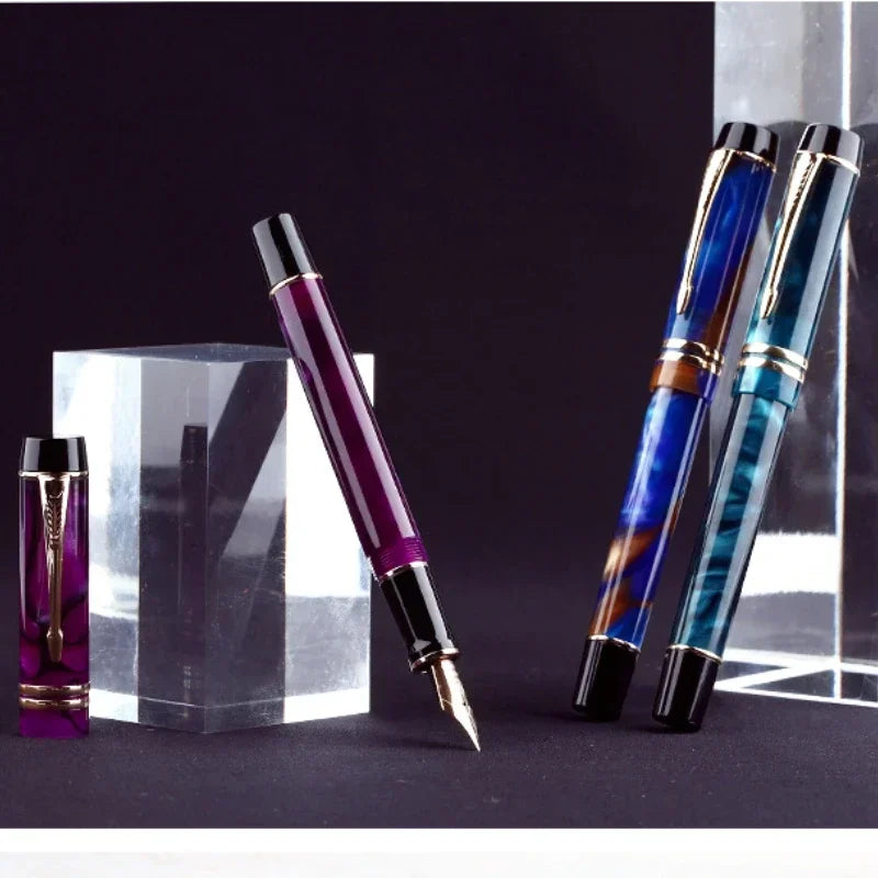 MAJOHN M600S Resin Pen 35 # Gold Plated Daming Tip Universal Type Student Adult Writing Practice Gift Ink Pen