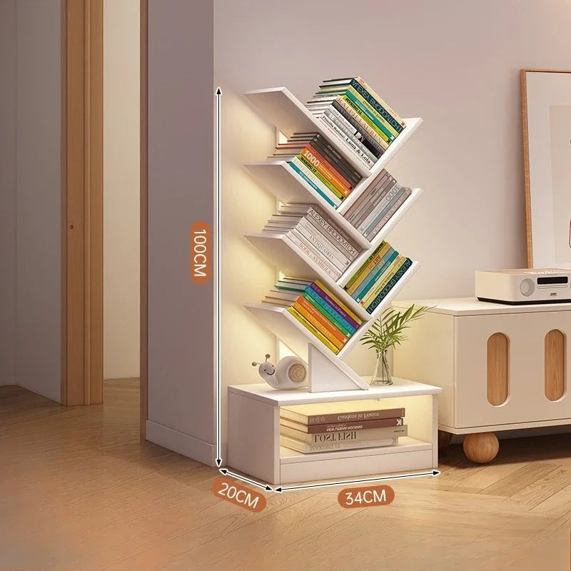 Solid Wood Tree-shaped Bookshelf Floor-to-ceiling Does Not Take Up Space Shelf Living Room Storage Shelf Display Shelf Household