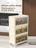 Collapsible Sturdy Storage Cabinet with Drawers and Wheels - Roomy Multi-purpose PP Organizer - Durable Storage Shelf