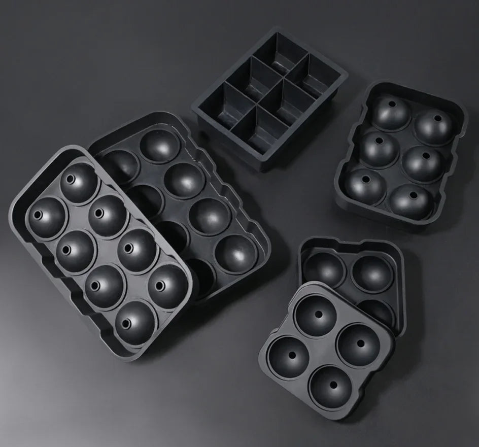Ice Cube Tray Silicone Ice Ball Freezer Mold Square Ice Cube Maker with Lid 4/6/8 Grids for Whiskey Cocktail Coffee Accessories
