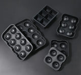 Ice Cube Tray Silicone Ice Ball Freezer Mold Square Ice Cube Maker with Lid 4/6/8 Grids for Whiskey Cocktail Coffee Accessories
