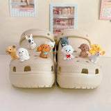 New Cute 3D Puppy Shoes Charms Cartoon Dog Small Animal Models Removable ABS Components Sandal and Slipper Decorations