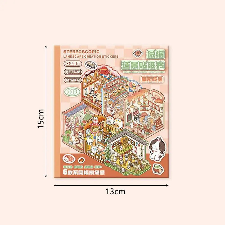 Collection of Miniature Scenes 3D Stereoscopic Hut Miniature Scene Stickers Hand Tent Landscape Stickers Children's Puzzle Toys