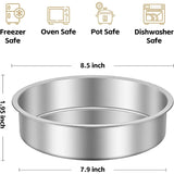 8 Inch Cake Pan Set of 4 Stainless Steel Round Layer Cake Baking Pans Molds Tins Stackable Even Heating Dishwasher Safe Non-Tox