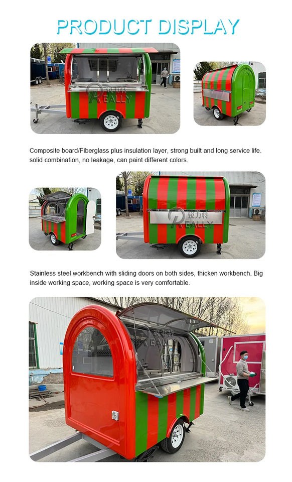 Customized Food Trailer Mobile Food Kiosk Truck Mobile Kitchen Trailer for Hamburger Cart Fast Food Truck with DOT Certification