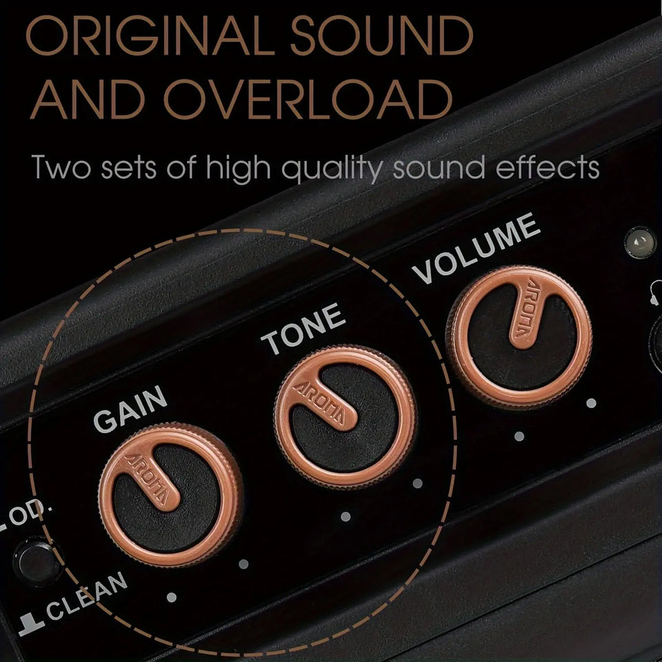 Aroma AG-04 Guitar Amp, Rechargeable Wireless Mini Electric Guitar Amplifier,Portable Amp with Clean and Overdrive Effects