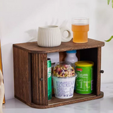 Solid Wood Storage Box Dustproof Display Rack Rolling Shutter Door Tea Cup Storage Rack Cabinet Organizer Desktop Shelf