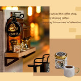 Coffee Shop Wooden Mini Doll House DIY Small House Kit  3D Puzzle Assembly Toy Miniature Dollhouse With Furniture Lighting Gifts