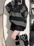 Striped Contrasting Sweater Women's Long Sleeve Knitted Sweatshirt Korean Fashion Streetwear Pullover Autumn New Casual Jumper