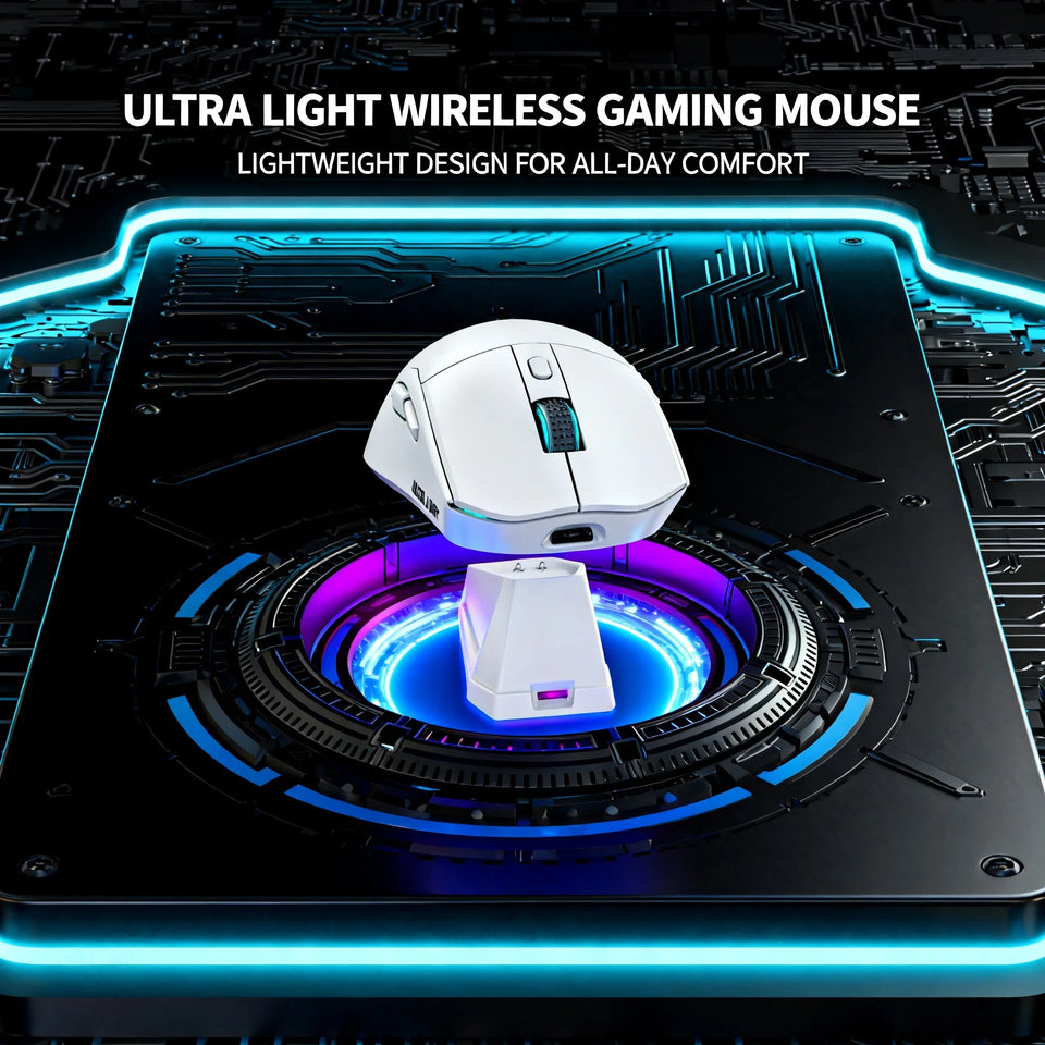2026 NEW Gaming Mouse 3-Speed DPI Esports Wireless Ergonomic Design Gaming 2-mode Connection Magnetic Charging Dock RGB Lighting