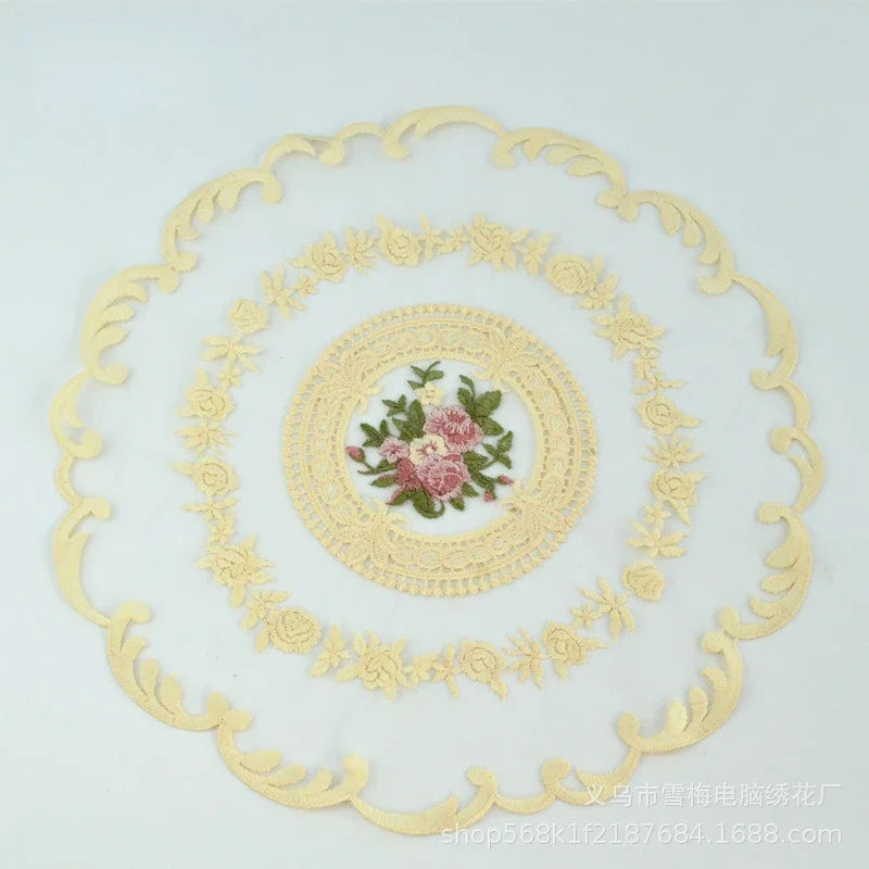 New Embroidered Dinning Table Cover Table Cloth Elegant Round Lace Tablecloth Coffee Coasters Napkin Party Wedding Decoration