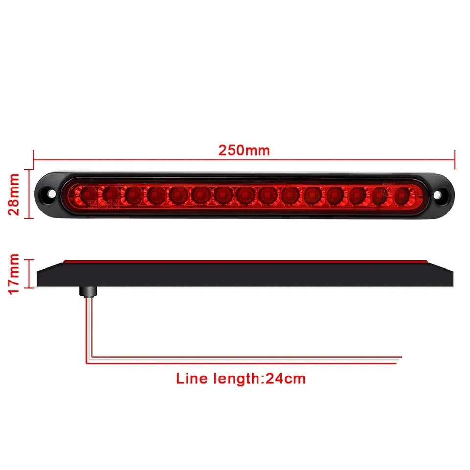 2pcs 15-LED Third Brake Light Assembly, 12V/24V Multi-Position Rear Warning Lamp for Truck Trailer Commercial Vehicles