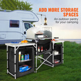 SucceBuy Camping Outdoor Kitchen Table Cabinet Foldable Folding Cooking Storage Rack X-Shaped Aluminum Alloy Bracket for BBQ