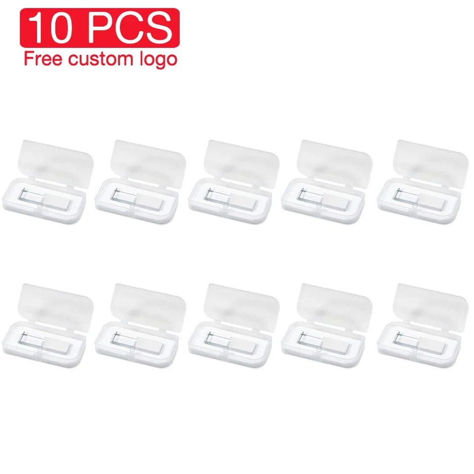 10PCS LOT High-speed Crystal USB Flash Drives 128GB Free Logo Pendrive 64GB Memory Stick 32GB 4GB Iron Box high-capacity U Disk