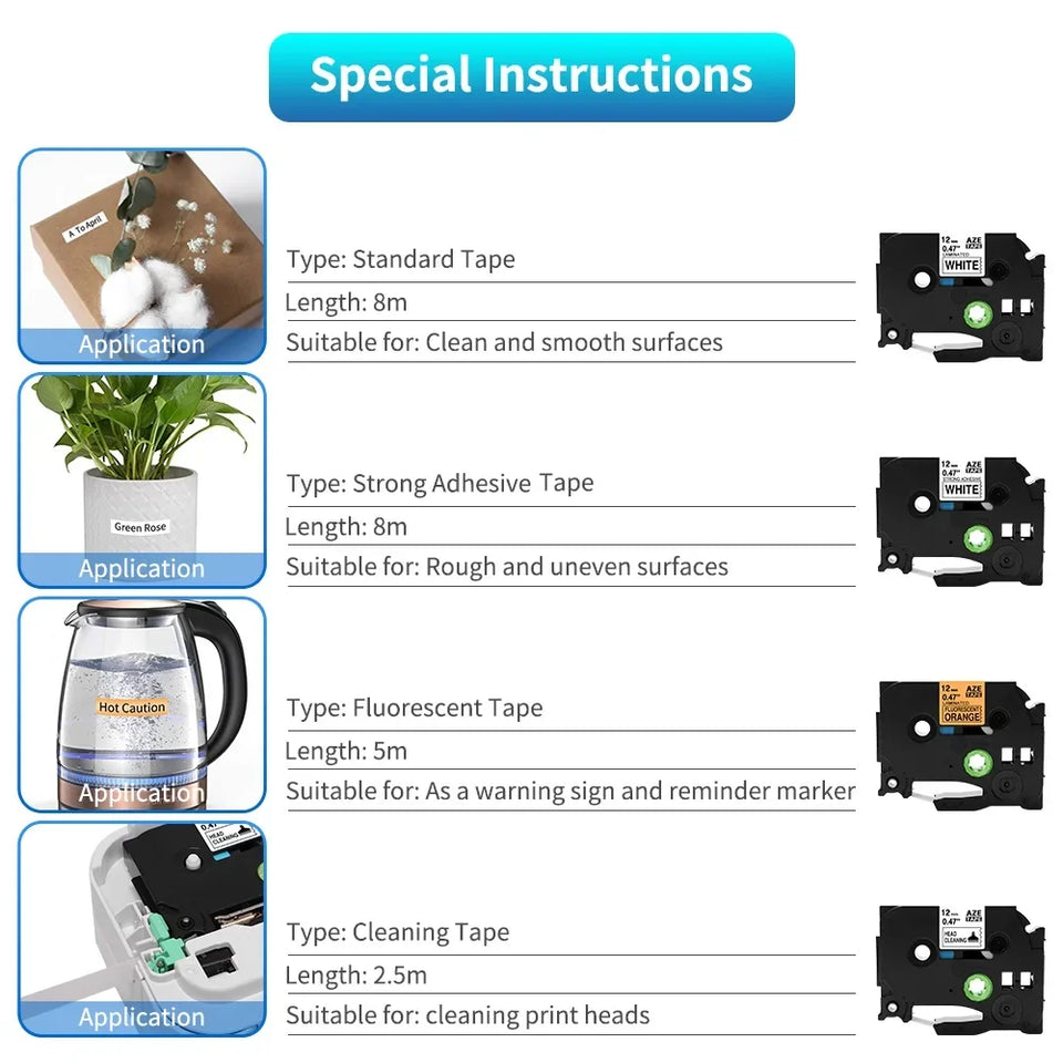 Markdomain 1PK 6mm/9mm/12mm 231 Label Tape Compatible for Brother P-Touch Label Maker for TZ TZE 131 231 431 531 631 731 Ribbon