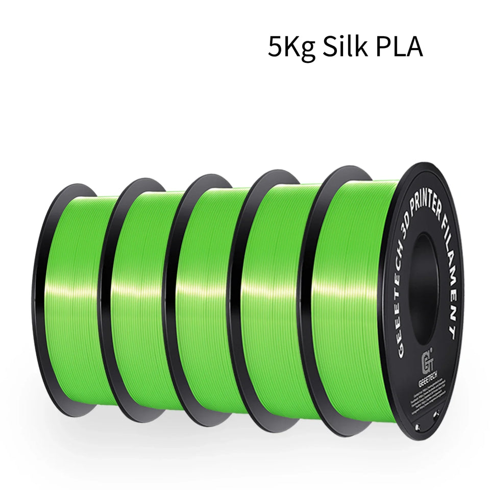 GEEETECH 5 rolls 3D Silk PLA Filament 1Kg/roll 1.75mm Spool Wire For 3D Printer Material,Safety, Vacuum packaging, special color