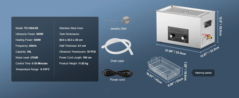 SucceBuy 2/3/6/10/15/30L Ultrasonic Cleaner with Heater Timer for Lab Tools Metal Parts Carburetor Brass Auto Parts Engine Parts